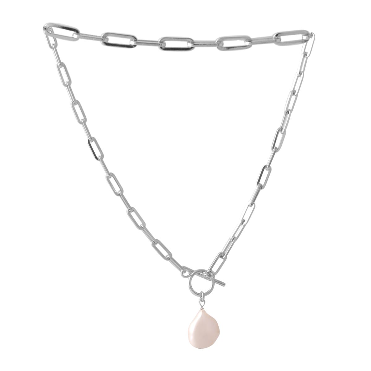 Серебряное колье SilverBreeze с натуральным жемчугом барочным (2056621) 500