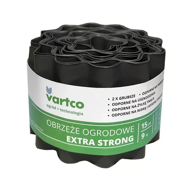 Лента бордюрная садовая VARTCO 20 см 9 метров серая