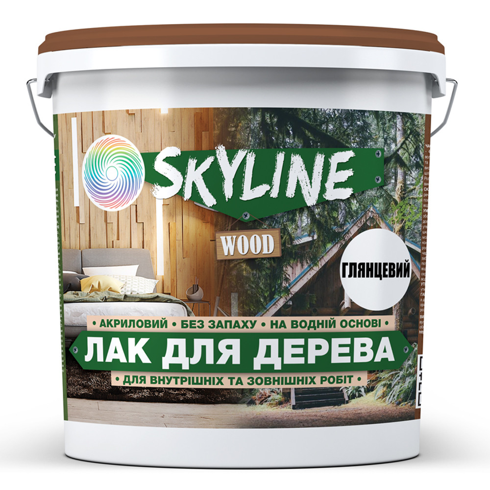 Лак для дерева акриловый Skyline Wood Прозрачный Глянцевый 3л