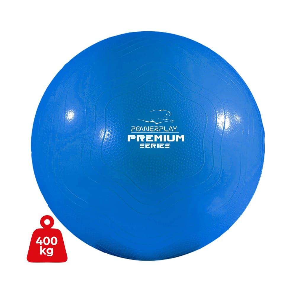 М'яч для фітнесу укріплений PowerPlay 4000 Premium 65см Синій + насос (PP_4000_65cm_Blue)