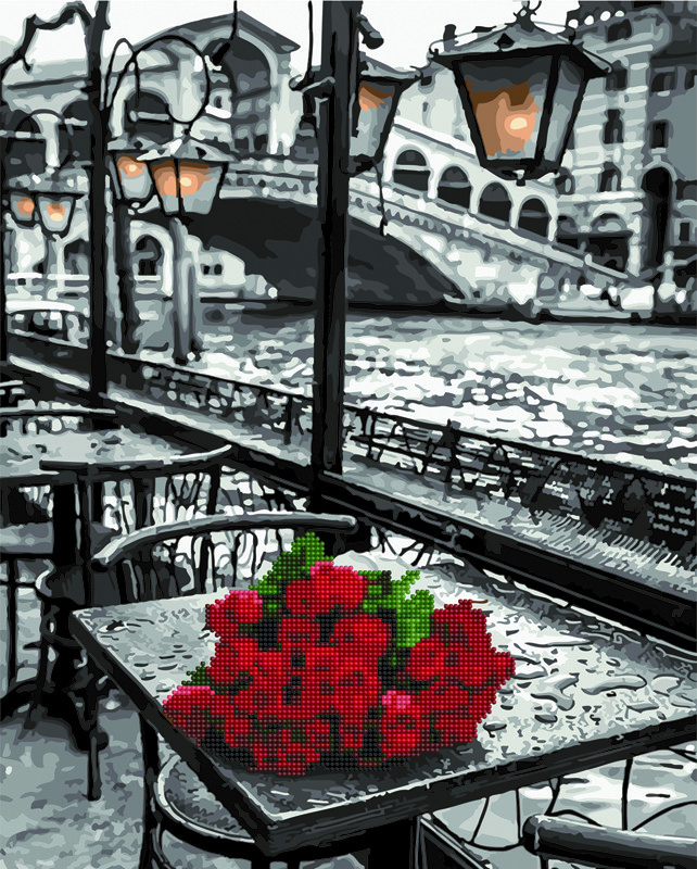 Алмазная мозаика-картина BrushMe Розы под дождем 40х50 см GZS1090