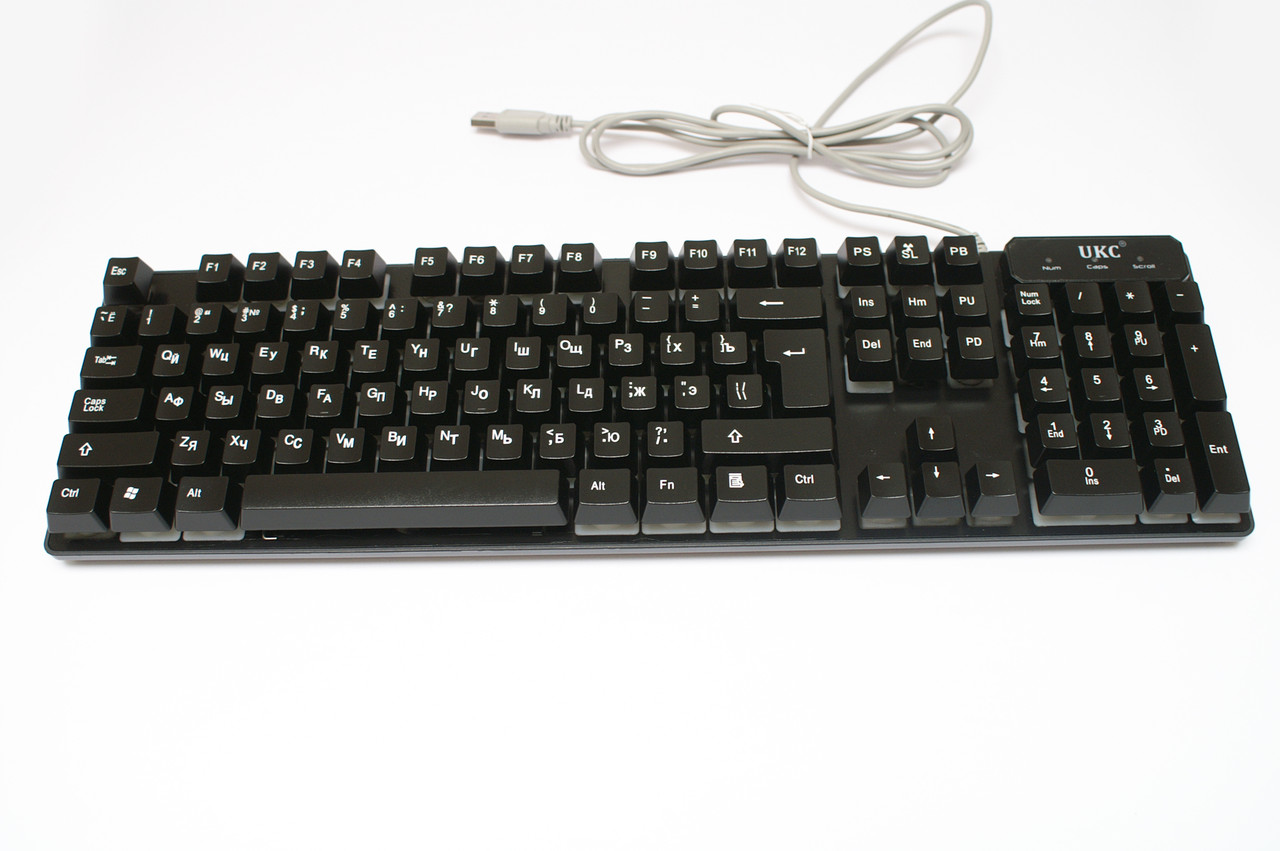 Клавіатура з кольоровим підсвічуванням USB KR-6300 Black (np2_0768)