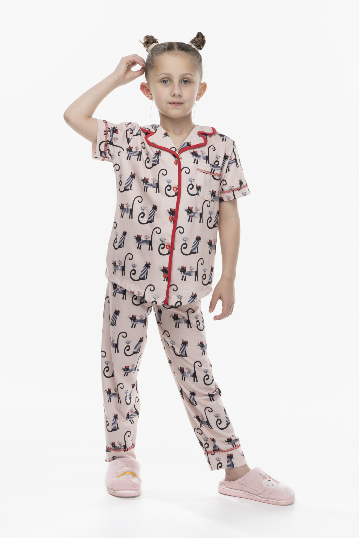 Пижама для девочки Teknur 40604 104-110 см Розовый (2000989663966)