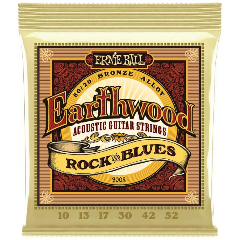 Струни для акустичної гітари Ernie Ball 2008 Earthwood Acoustic 80/20 Bronze Rock and Blues 10/52