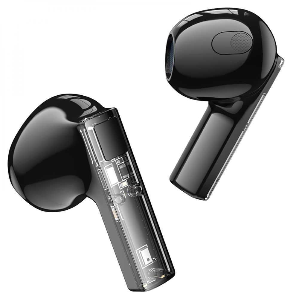 Беспроводные наушники Borofone BW23 Crystal bean Transparent Edition TWS Bluetooth v5.3 250mAh Black