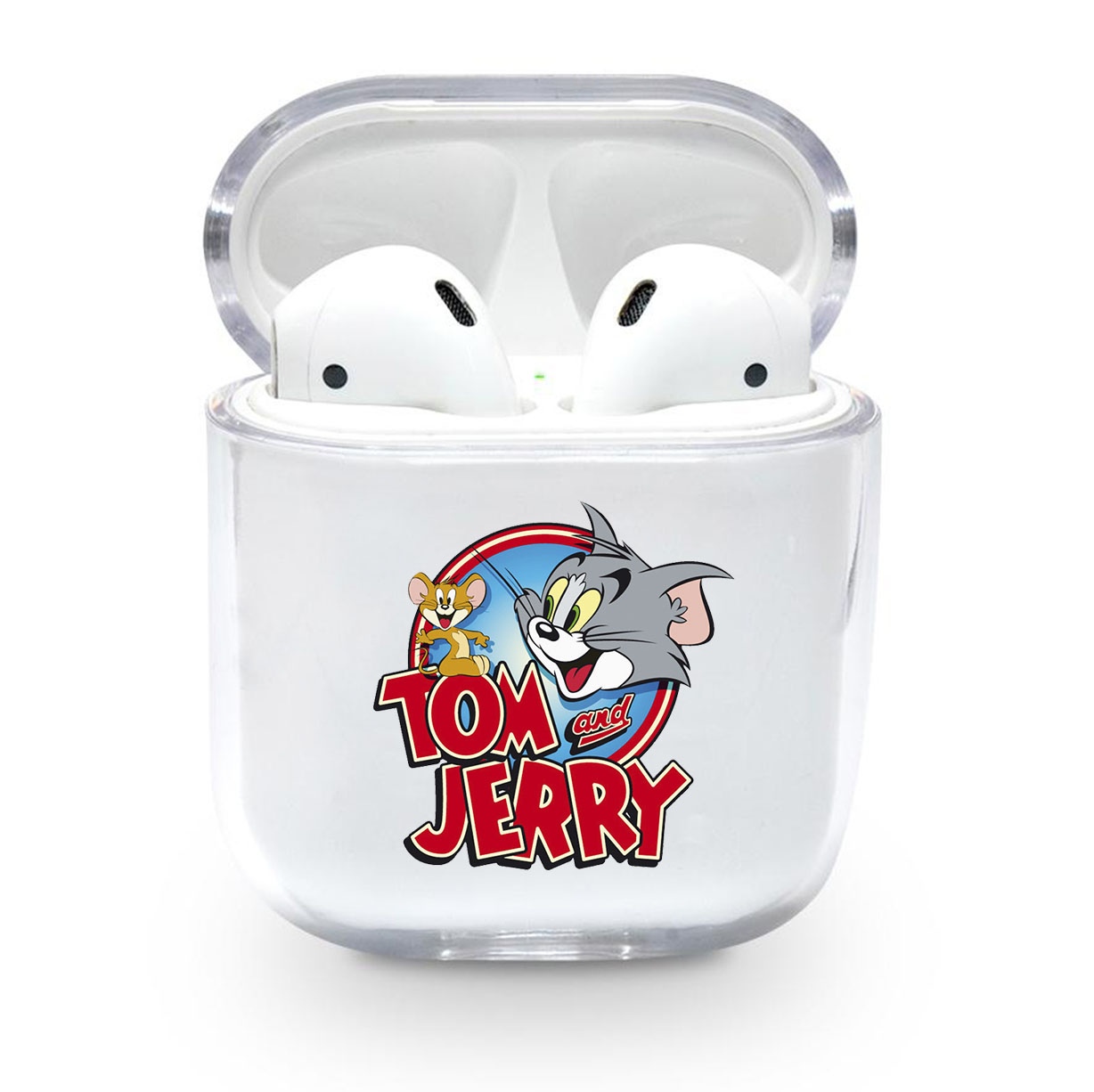 Прозрачный силиконовый чехол Apple AirPods с рисунком - Tom and Jerry (KAP1204)