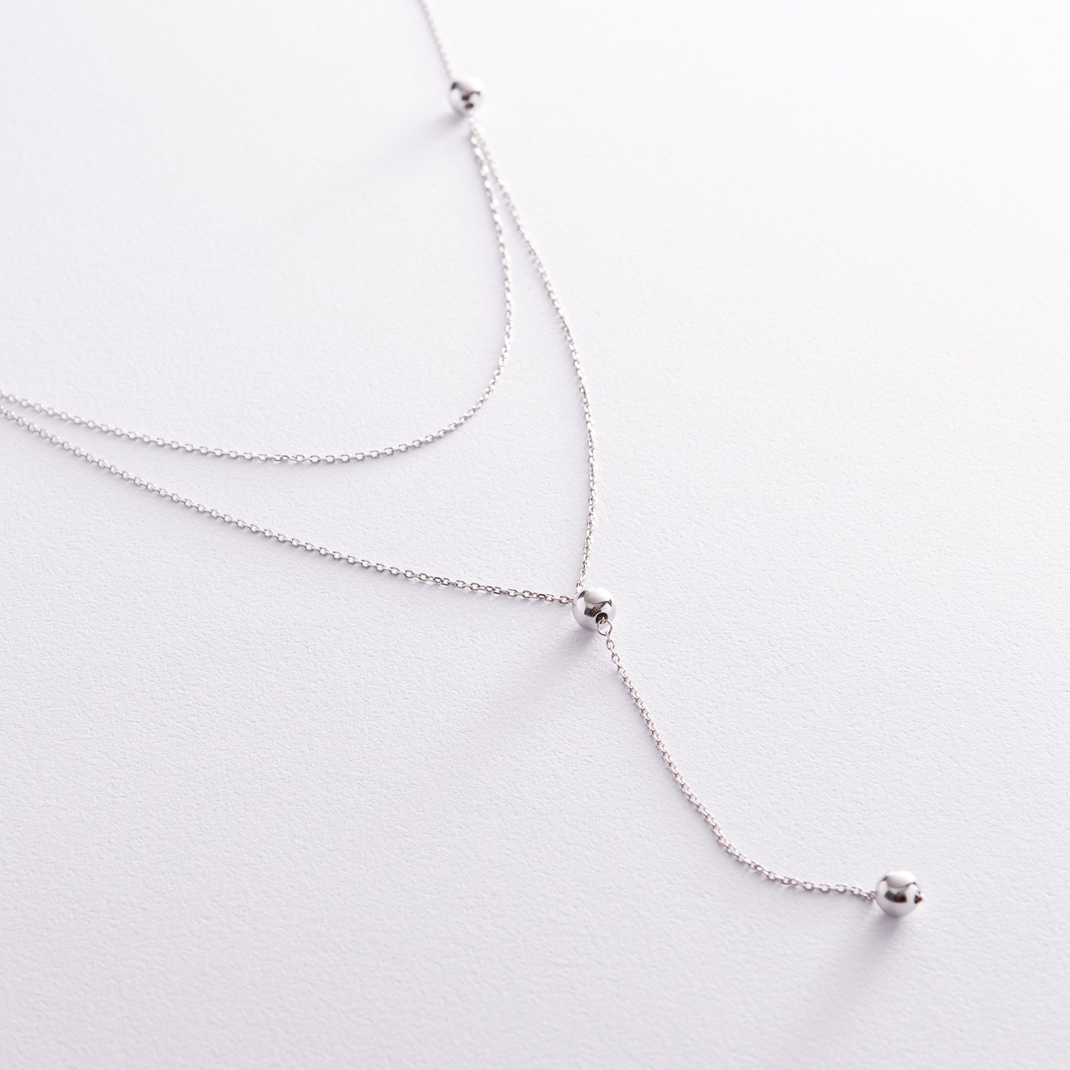 Серебряное колье - галстук с шариками 908-01398 Оникс 40