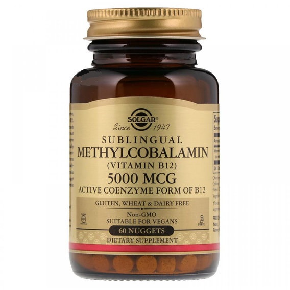 Метилкобаламин Solgar Sublingual Methylcobalamin (Vitamin B12) 5000 mcg 60 Nuggets