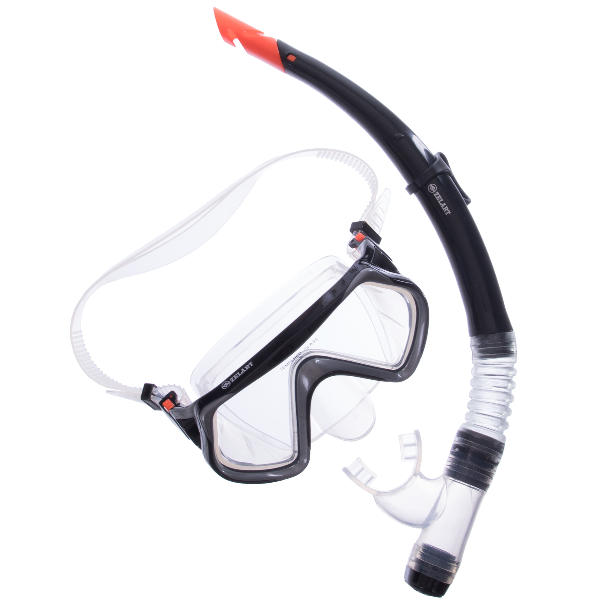 Набор для плавания маска с трубкой Zelart M166-SN52-SIL Черный-серый (PT0885)