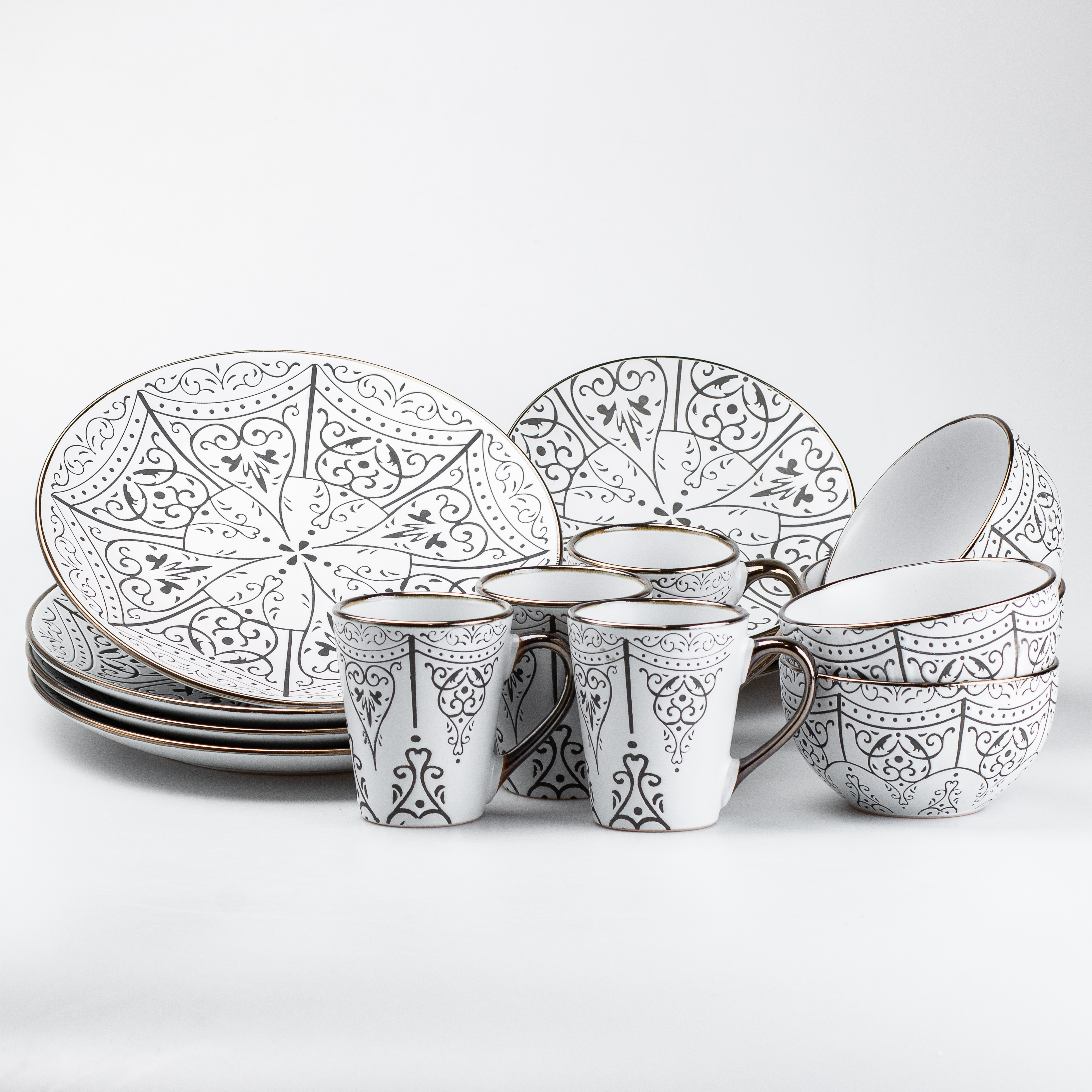 Столовый сервиз на 4 персоны керамический TS Kitchen Vintage белый (HP20345)