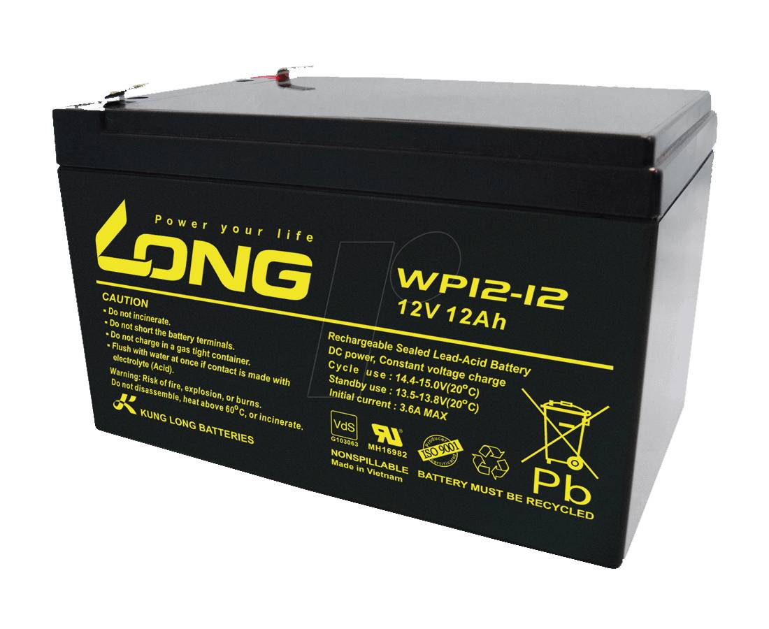 Акумулятор Long 12V 12Ah Чорний (PC008)