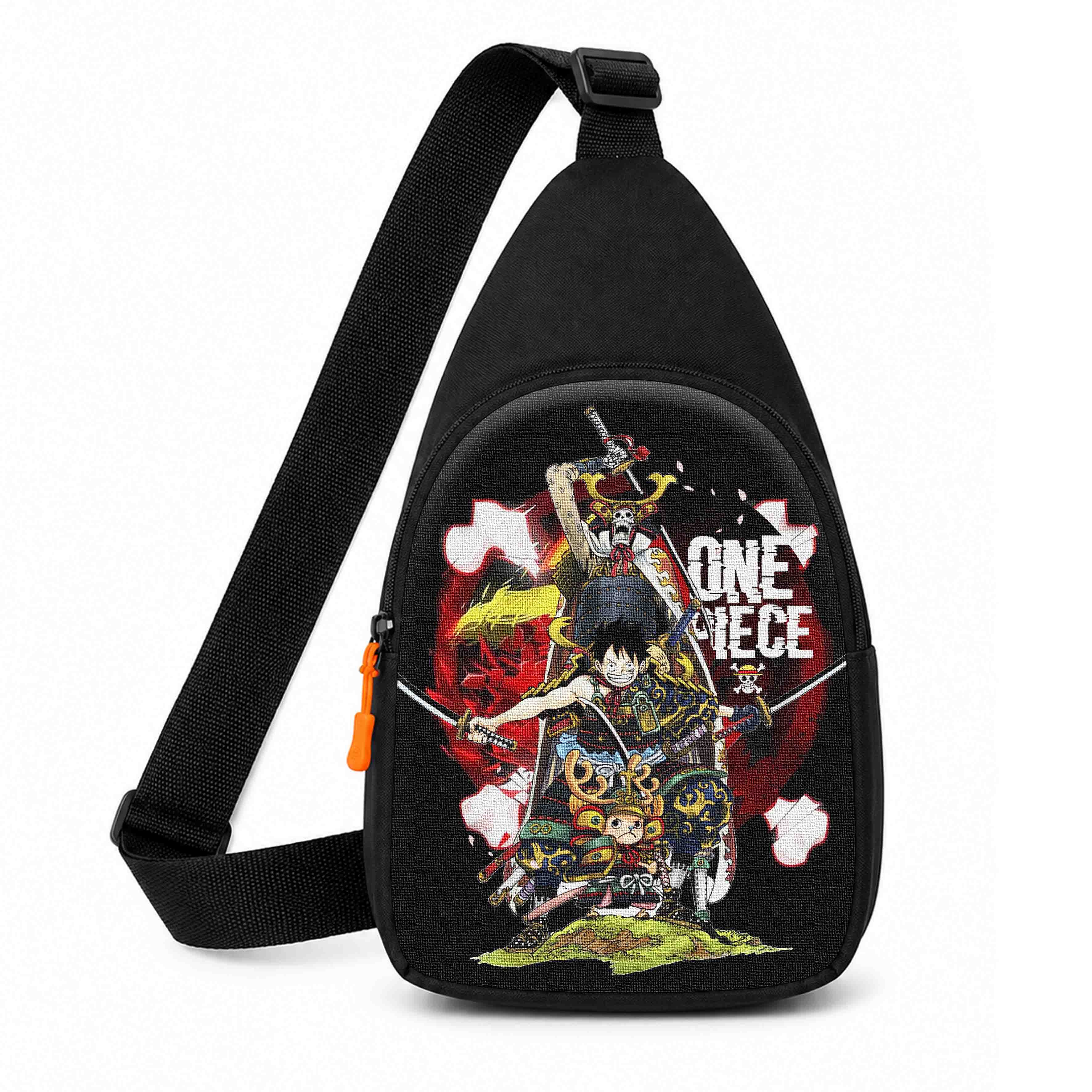 Дитяча сумка-слинг через плечо з принтом аніме One Piece, чорна, 29×17×5 см