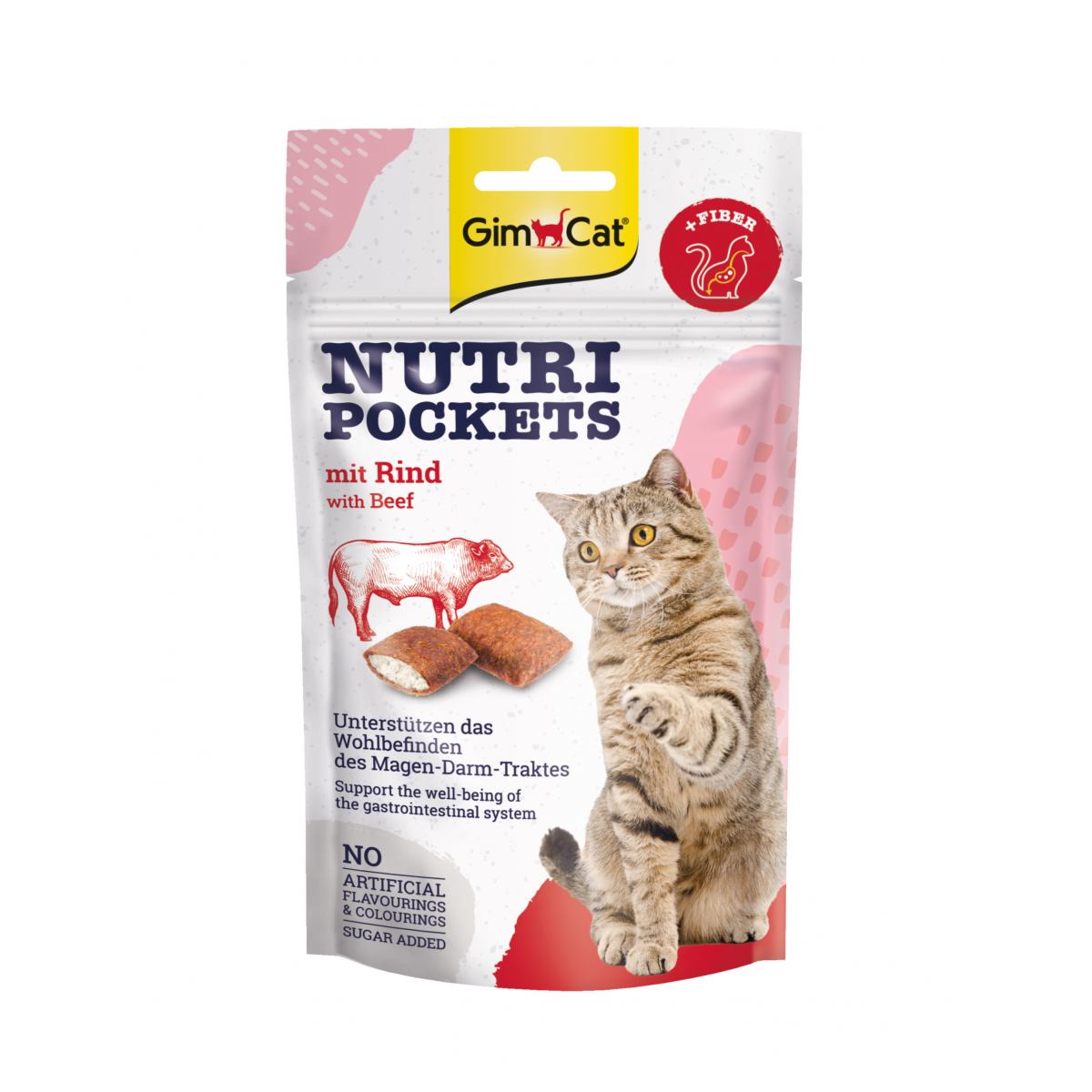 Вітамінні ласощі для котів GimCat Nutri Pockets Яловичина и Солод 60 г (для чутливого травлення)