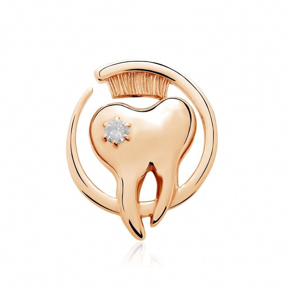 Значок BROCHE Зуб со щёткой золотистый BRGV112970