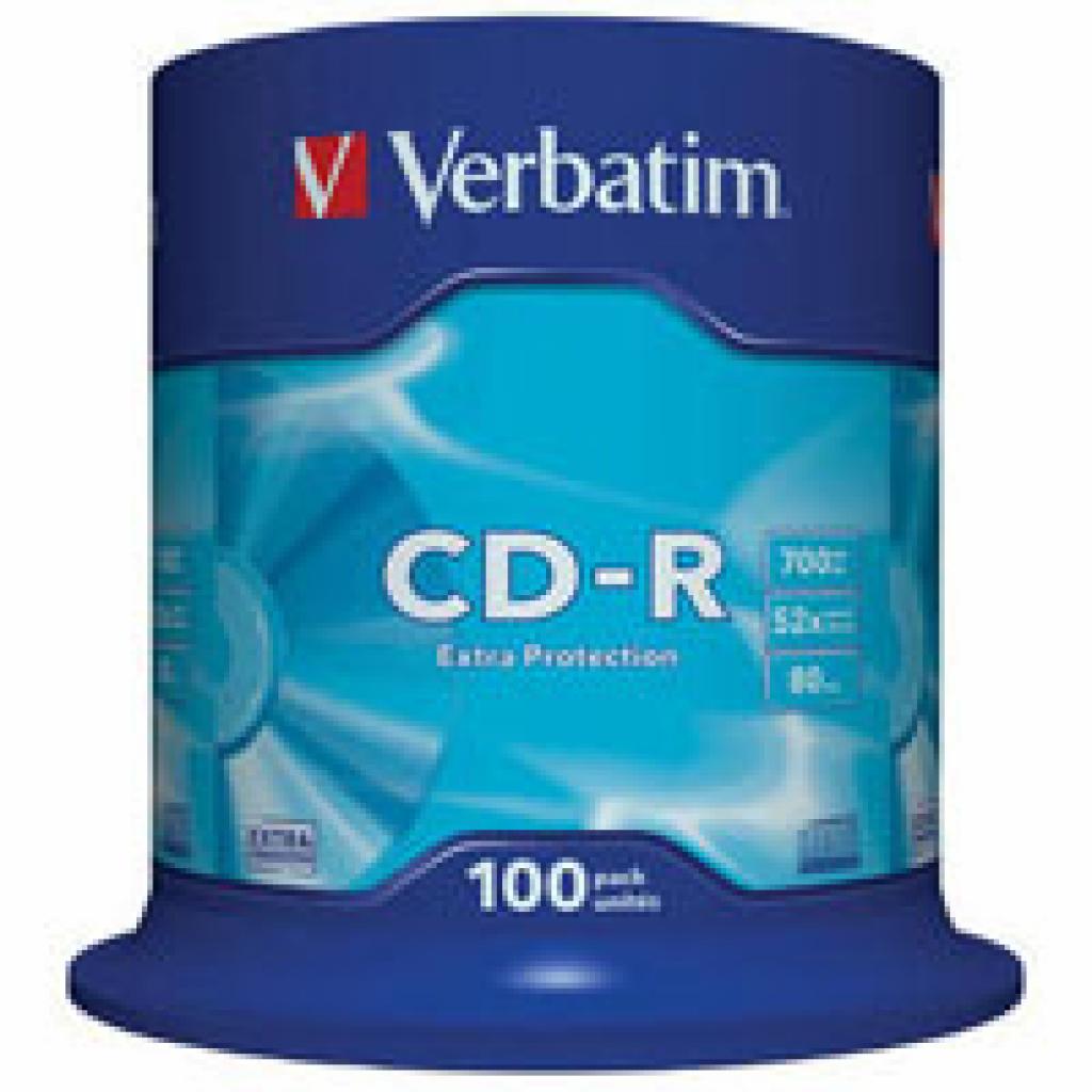 Диск CD Verbatim 700Mb 52x Cake box 100шт Extra (43411)