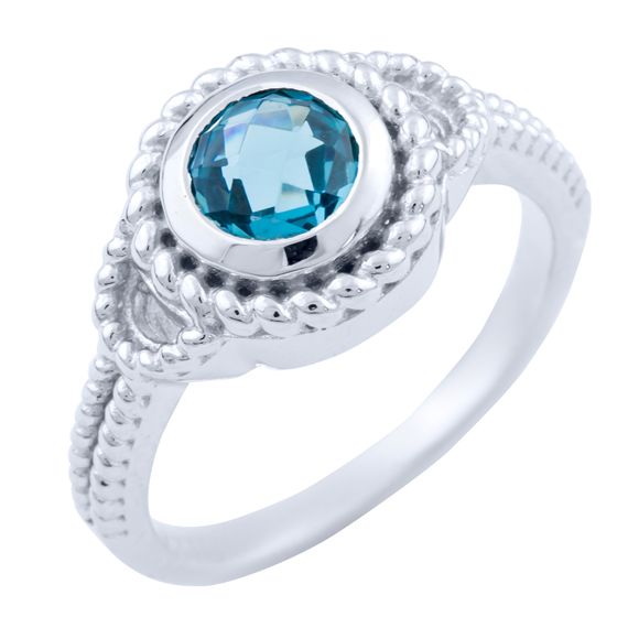 Серебряное кольцо SilverBreeze с натуральным топазом Лондон Блю 1655313 18 размер