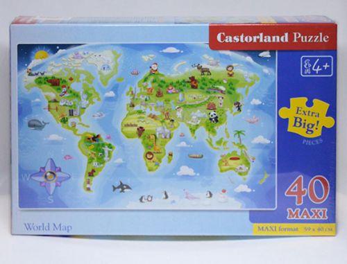 Пазлы Макси Castorland Карта мира, 40 элементов
