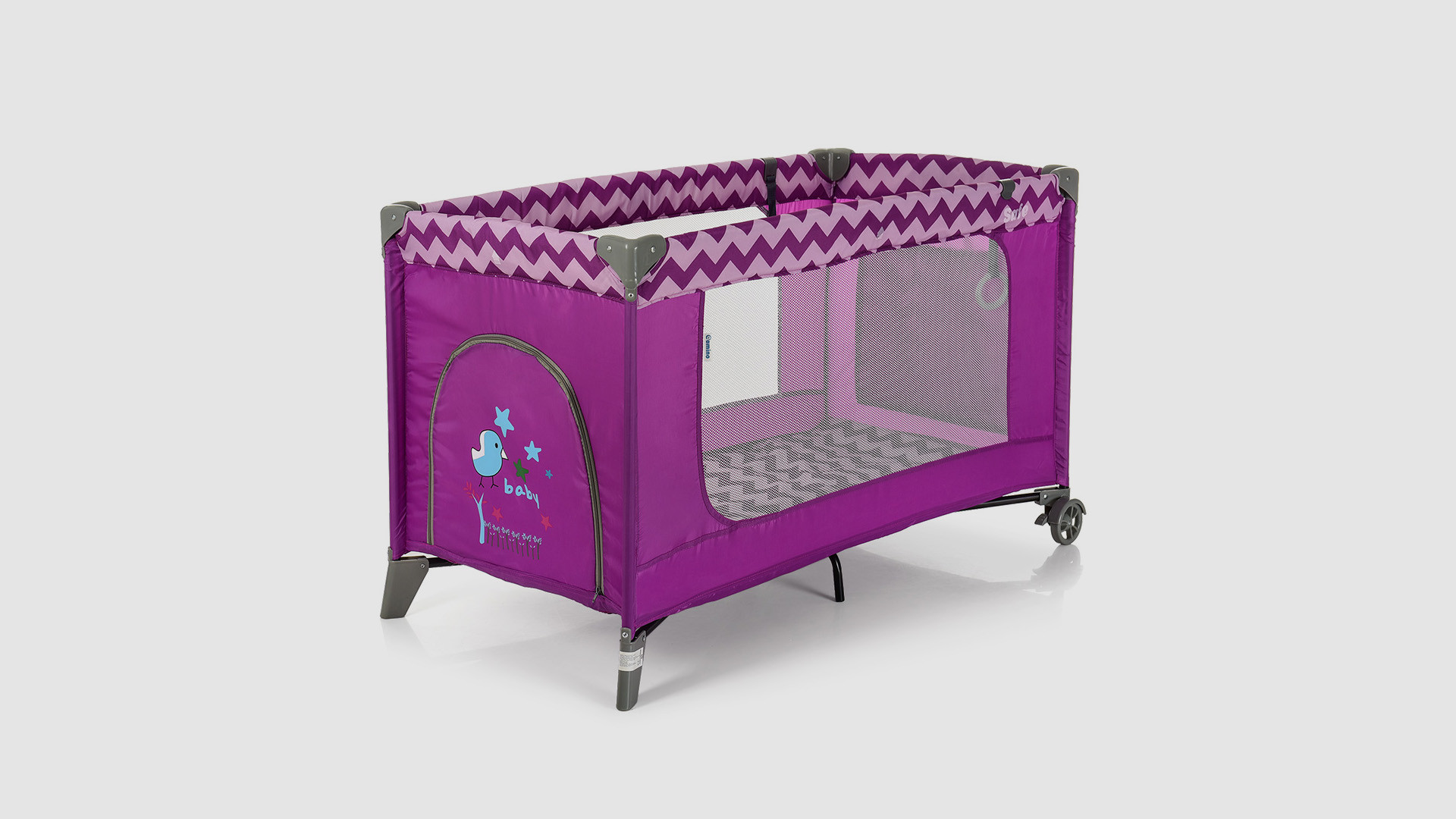 Дитячий манеж EL CAMINO ME 1016 SAFE PURPLE ZIGZAG Пурпуровий (KI00517)
