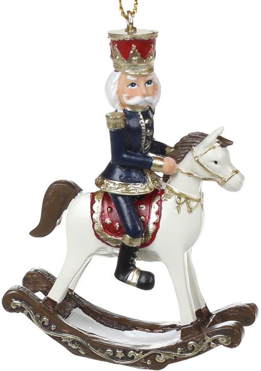 Підвіски Лускунчик Новорічна історія (з конем) білий-синій BonaDi DP186307