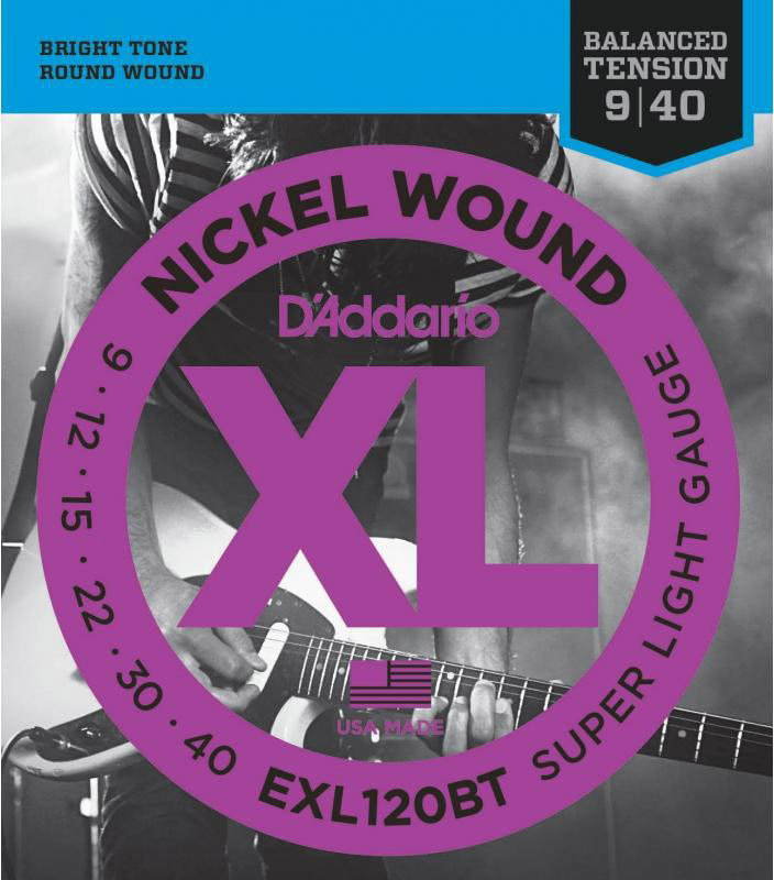 Струны для электрогитары D'Addario EXL120BT Nickel Wound Balanced Tension Super Light Electric Strings 9/40