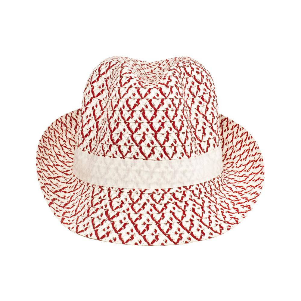 Шляпа трилби летняя Summer hat денди 56-58 Бело-красный (14848)