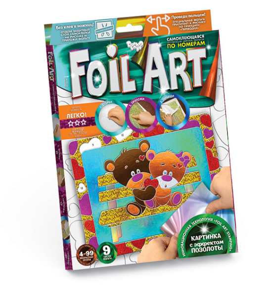 Аппликация разноцветной фольгой FOIL ART Мишки Dankotoys (FAR-01-08)