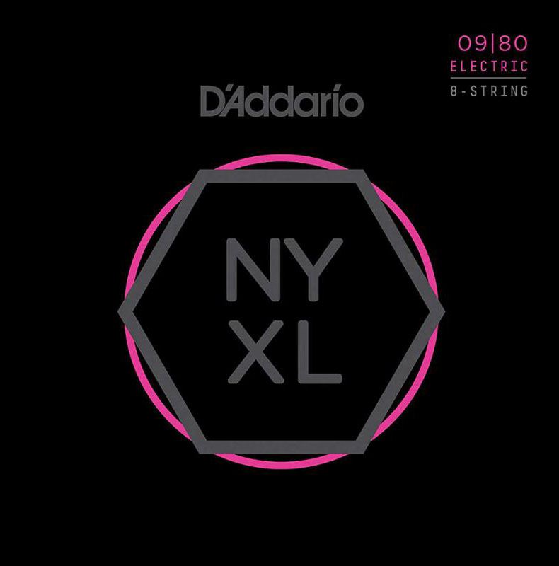 Струны для электрогитары D'Addario NYXL0980 Nickel Wound Super Light Electric Guitar 8-Strings 9/80