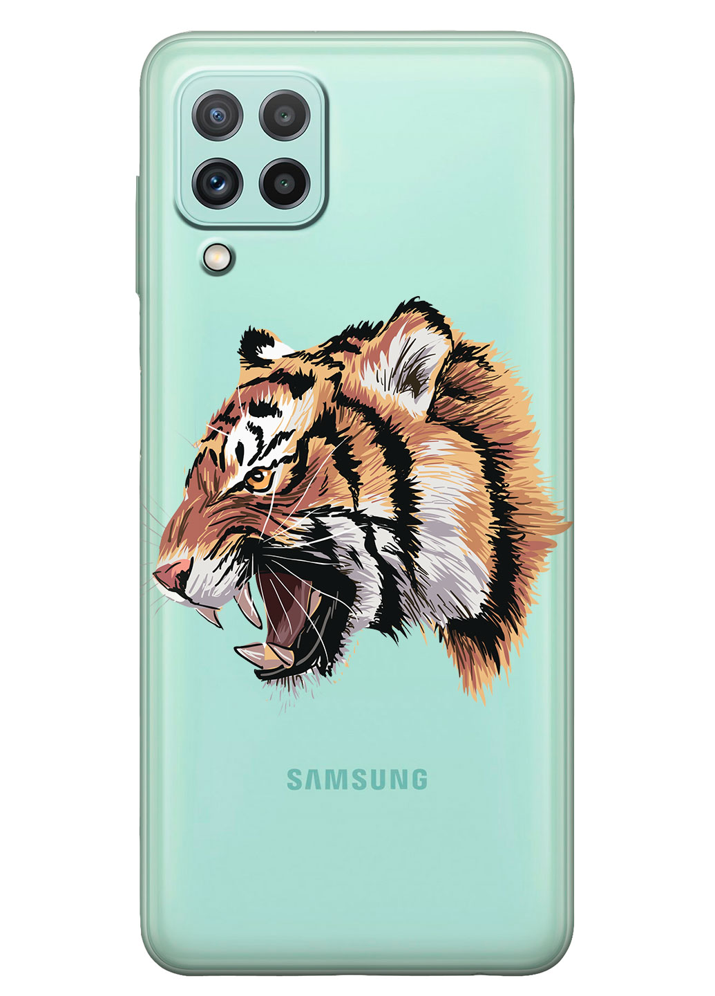 Прозорий силіконовий чохол iSwag для Samsung Galaxy A22 з малюнком - Тигр (KS15113)