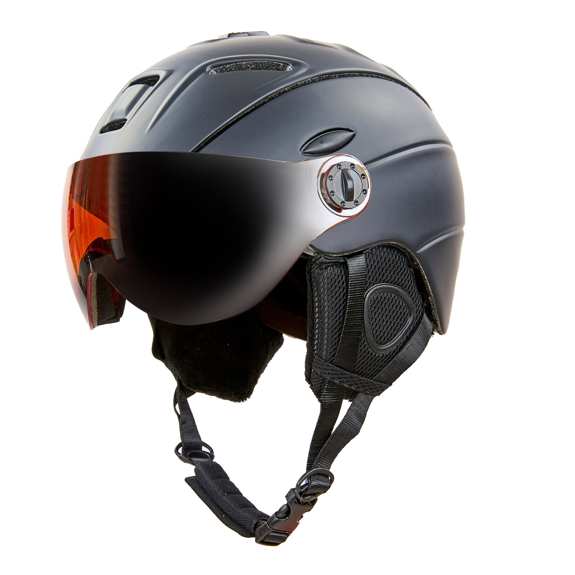 Шлем горнолыжный с визором и механизмом регулировки MOON MS-6296 PC p-p M 55-61 Черный