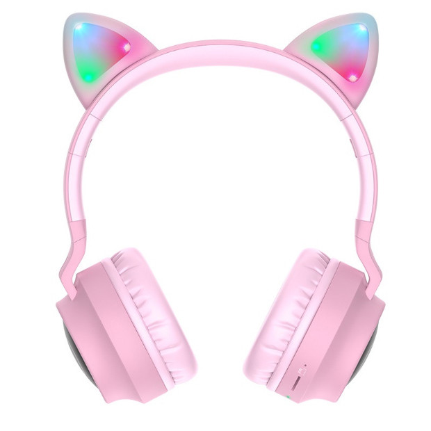 Навушники бездротові HOCO Cheerful Cat ear W27 Pink