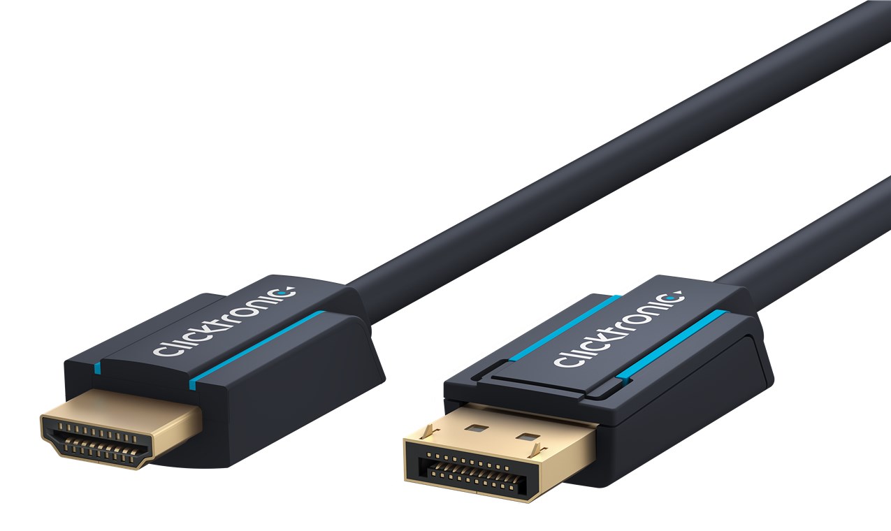 Кабель ClickTronic DisplayPort-HDMI M/M 3.0m v1.2 4K@60Hz D=7.3mm Casual OFC Синій (75.04.4925)
