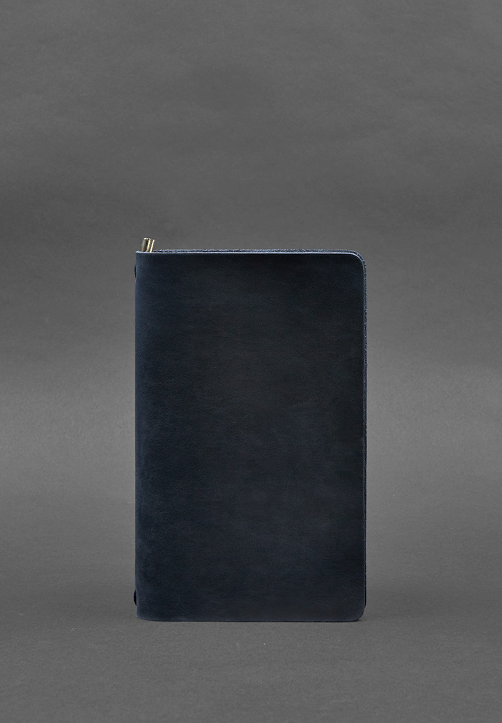 Шкіряний блокнот (софт-бук) 8.0 на резинці синій Crazy Horse BlankNote