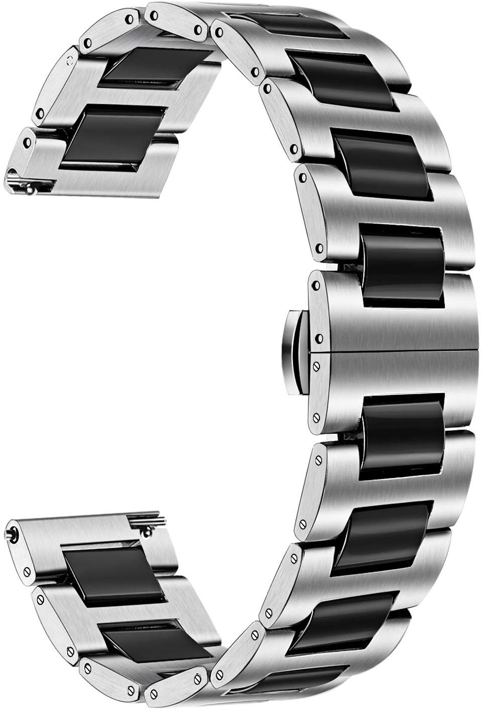 Браслет BeWatch для Mobvoi TicWatch Pro 3 | Huawei Watch GT 2 46mm | GT 2 Pro Ремешок 22 мм сталь-керамика Серебристо Черный (1026411)