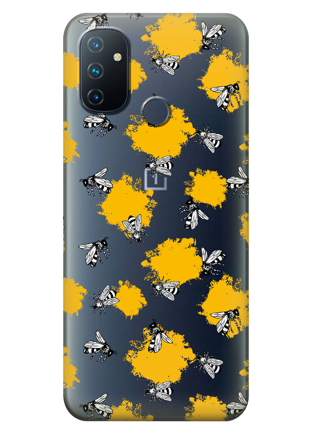 Прозрачный силиконовый чехол iSwag для OnePlus Nord N100 с рисунком - Пчелы (KS14627)