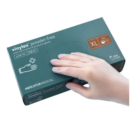 Рукавички вінілові неопудрені Mercator Medical VINYLEX PF XL 100 штук Білі (MAS40133)