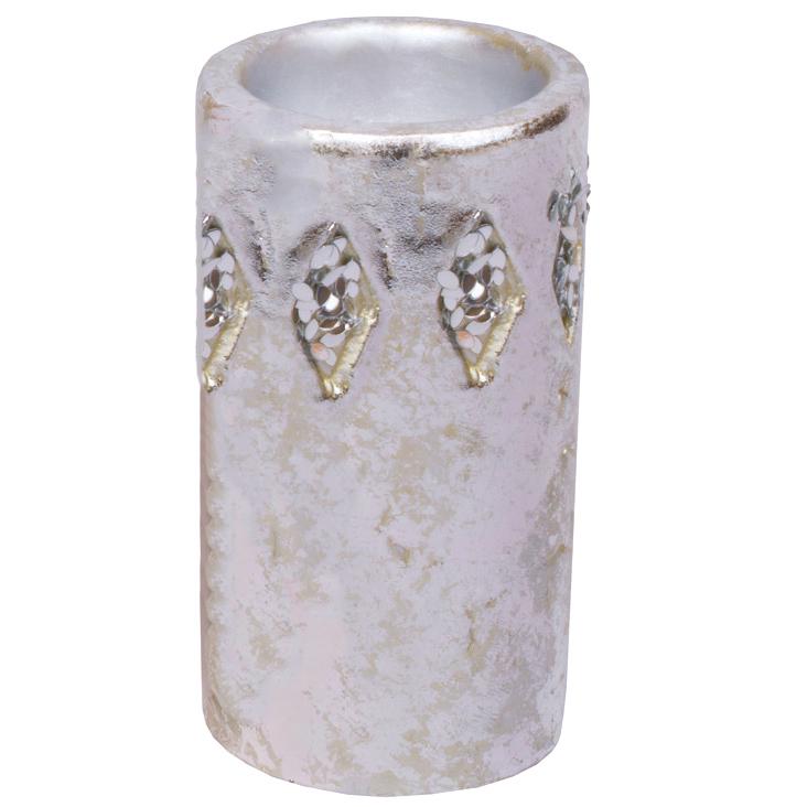 Подсвечник керамический со свечой BonaDi 11х6 см Серебро (149-47) (SK000618)