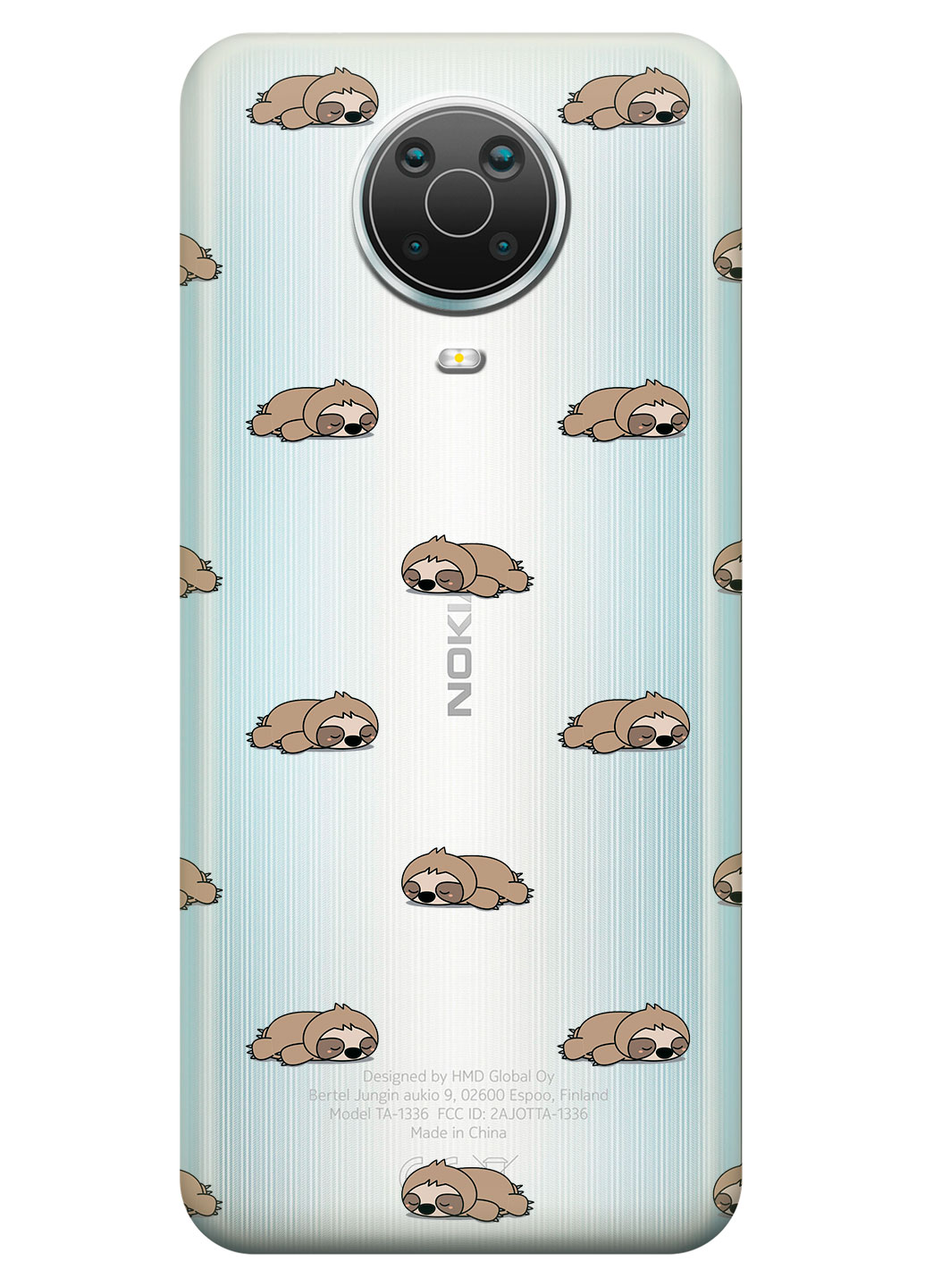 Прозрачный силиконовый чехол iSwag для Nokia G20 с рисунком - Спящие ленивцы (KS15191)
