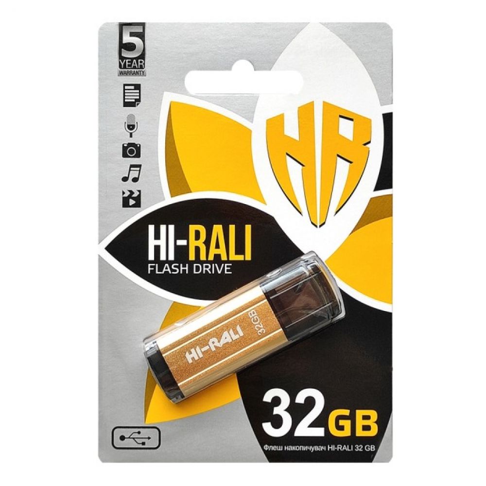 Флеш пам'ять Hi-Rali Stark USB 2.0 32GB Gold