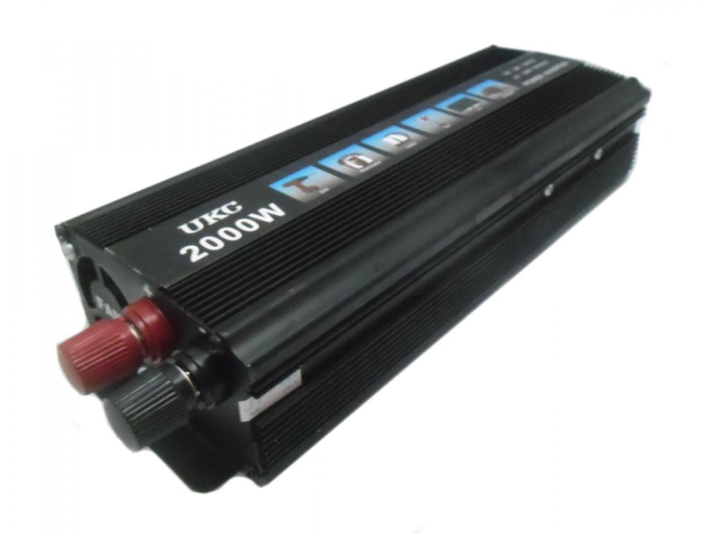 Інвертор перетворювач напруги UKC 12-220 V 2000 W Чорний (hub_np2_1126)