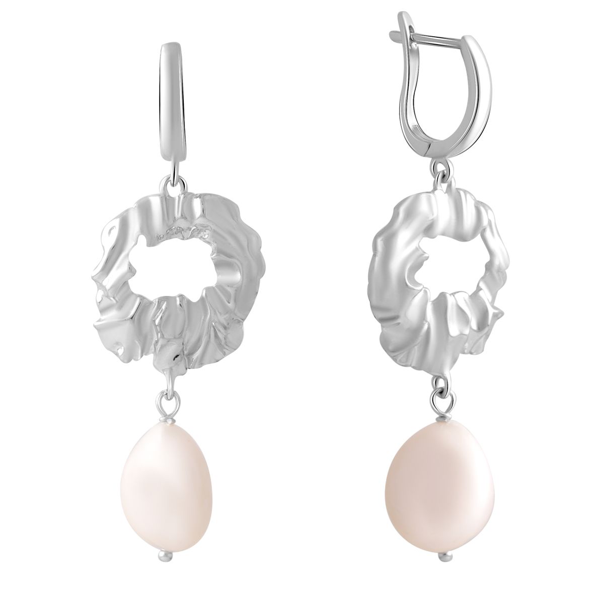 Серебряные серьги SilverBreeze с натуральным жемчугом барочным (2055952)