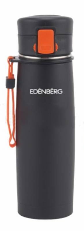 Термокухоль Edenberg EB-629 480 мл Чорний з помаранчевим ремінцем (220035)
