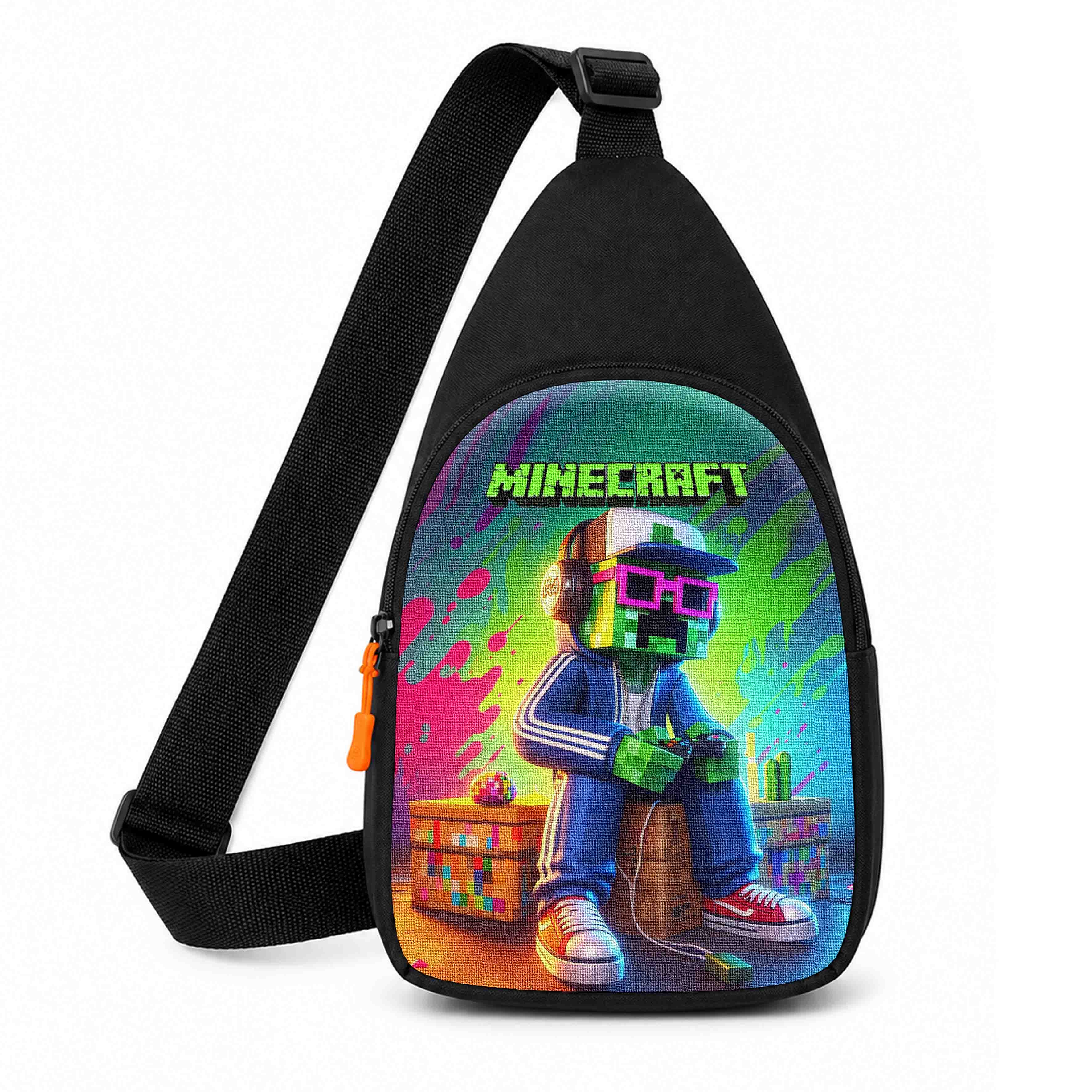 Дитяча сумка-слинг Minecraft Крипер 29x17x5 см, чорна — арт. 2643077321