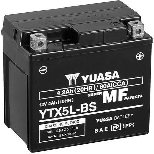 Мото акумулятор Yuasa 4 Ah/12V MF VRLA Battery AGM (зброзаряджень) (YTX5L-BS)