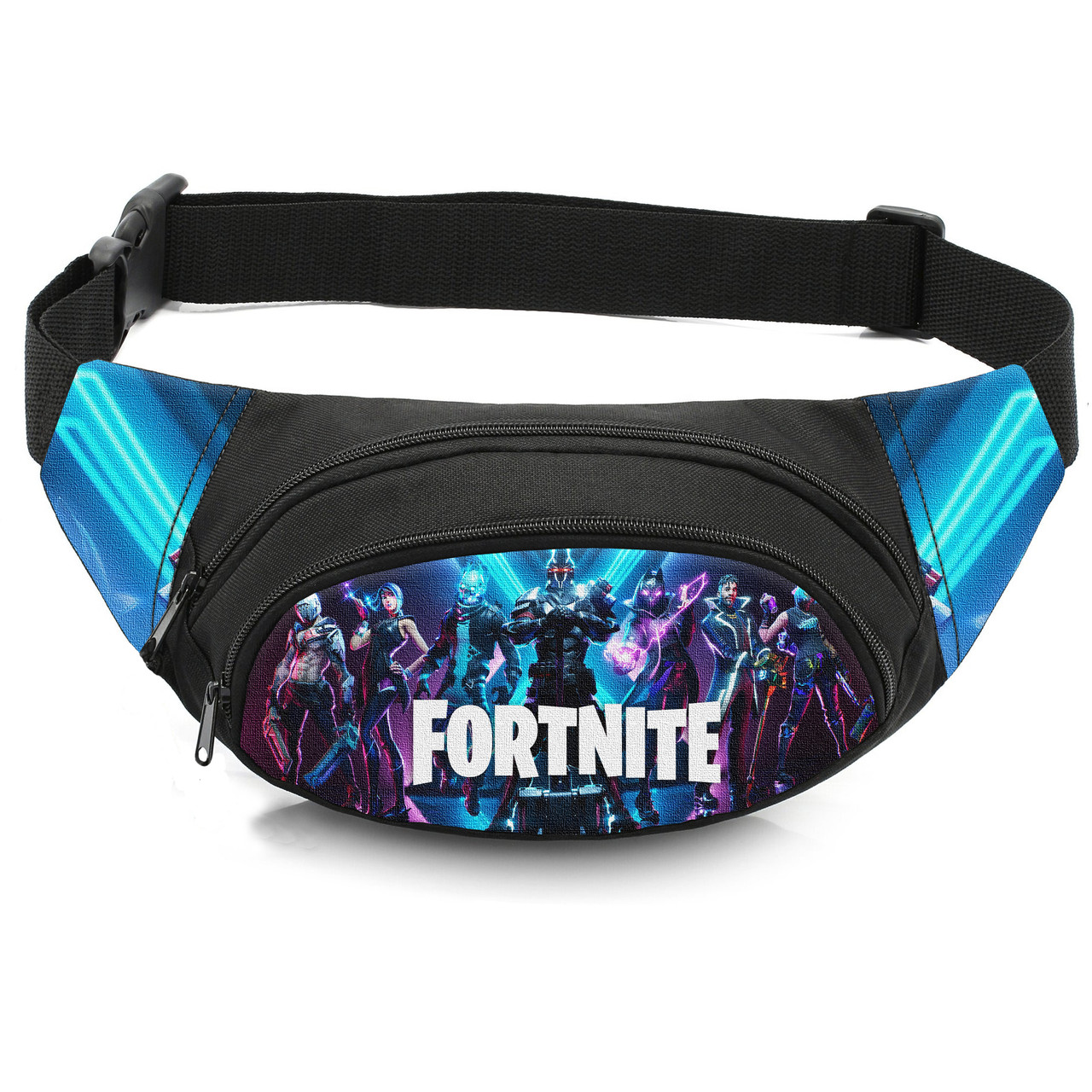 Дитяча сумка-бананка з принтом Fortnite, чорна, 32x8x13 см