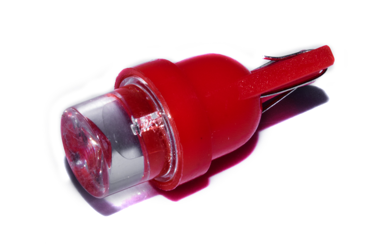 Світлодіодна лампа AllLight T10 1 діод LED бц W2, 1x9, 5d 12V RED