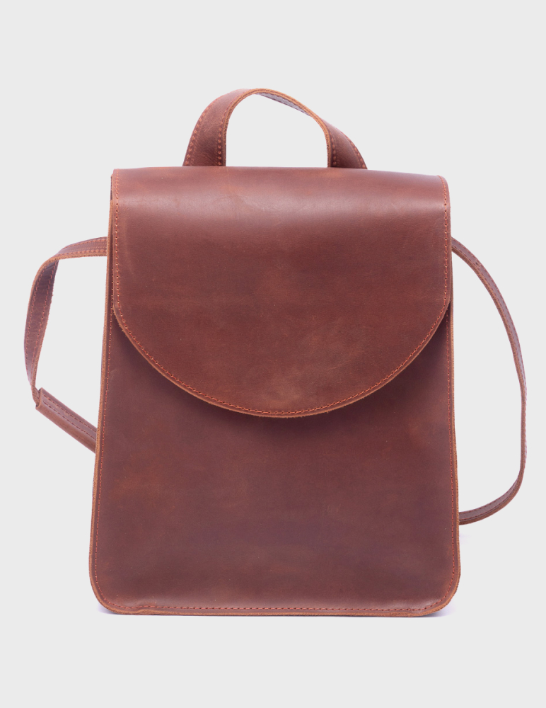 Жіночий шкіряна сумка-рюкзак Dekey Еліон 27 * 23 * 10 см Коньяк (6512)