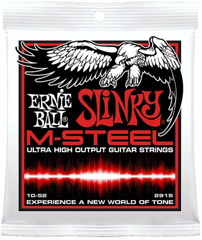 Струны для электрогитары Ernie Ball 2915 M-Steel Top Heavy Bottom Slinky Electric Guitar Strings 10/52