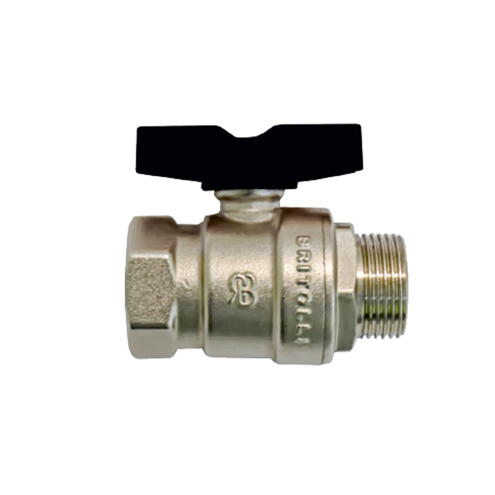 Кран шаровый бабочка черный 1/2'' НВ 607 BRITOLLI