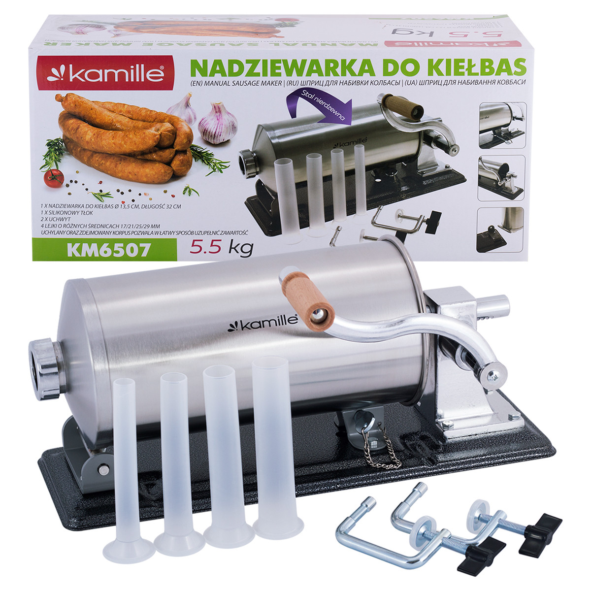 Шприц для колбас из нержавеющей стали с 4 насадками KL226025 Kamille