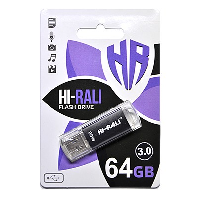 Флеш-накопитель USB3.0 64GB Hi-Rali Rocket Series Black (HI-64GB3VCBK)